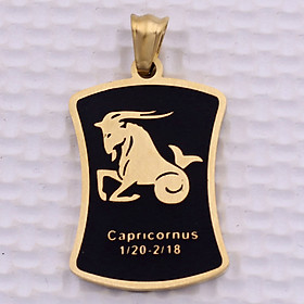 Mặt dây chuyền cung Ma Kết - Capricorn inox vàng kèm vòng cổ dây cao su đen + móc inox vàng, Cung hoàng đạo