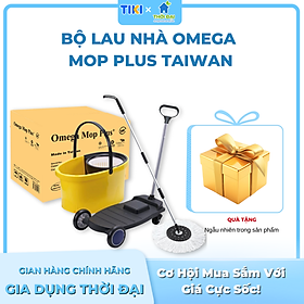 Mua Bộ Lau Nhà 360 độ Omega Mop Plus công nghiệp (xô lớn + xe đẩy + xoay tay)
