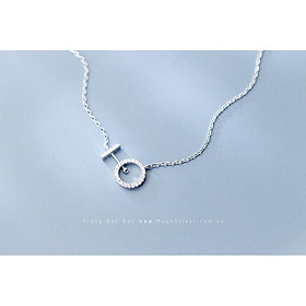 Dây chuyền vòng cổ bạc nữ hình học gán vòng tròn đá tấm moonsilver