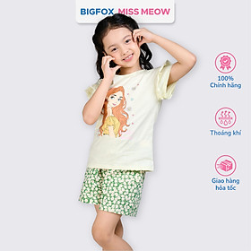Bộ quần áo bé gái Bigfox Miss Meow vải cotton mùa hè size đại cỡ 3,6,9,11 tuổi 30kg 40kg