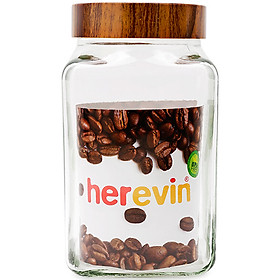Hũ thủy tinh vuông woody Herevin 231017, 3L
