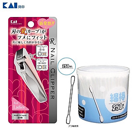 Combo bấm móng tay cao cấp Kai R Nail Clipper TẶNG Hộp 250 tăm bông kháng khuẩn GIÁ KHÔNG ĐỔI!