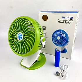 Quạt Kẹp Mini Gutek F168, 3 Chế Độ Gió, Có Thể Dùng Để Bàn, Kẹp Bàn Hoặc Nôi Em Bé, Dung Lượng Pin Lớn, Sử Dụng Được Trong Nhiều Giờ, Tích Hợp Cáp Sạc Pin Tích Điện USB Dễ Dàng Sạc Bằng Laptop, Pin dự phòng, CPU,..., Nhiều màu sắc