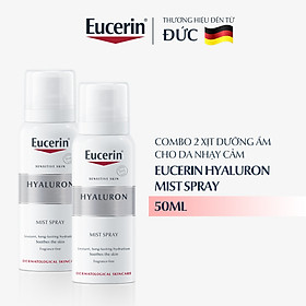 Combo 2 xịt dưỡng ẩm cho da nhạy cảm Eucerin Hyaluron Mist Spray 50ml 66858