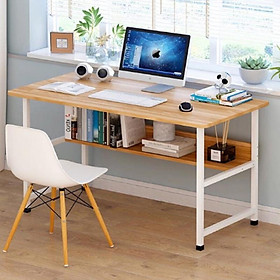 Mua BÀN HỌC KÈM KỆ LỬNG   MẶT BO 4 GÓC (Full phụ kiện lắp) - Sồi 80x40 cao 75cm