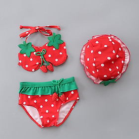 Đồ bơi 2 mảnh cho bé gái nhỏ kèm mũ dễ thương, bộ bơi hoa quả xinh xắn, bikini trẻ em chất đẹp dày dặn | BT14