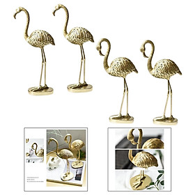 Pack of 4 Modern Gold Flamingo Figurines Resin Sculptures Artwork Ornament Living Room Decorations Collectible