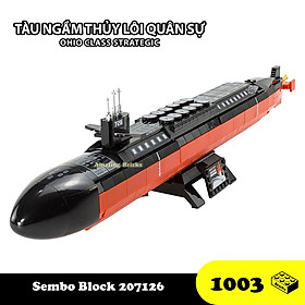 Đồ chơi Lắp ráp Tàu ngầm Hoa kỳ, Sembo Block 207126 Ohio Class Strategic, Xếp hình thông minh
