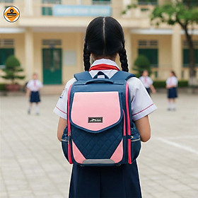 Balo học sinh chống gù nữ cao cấp Xbags – Balo học sinh thông minh nhiều ngăn, phong cách dễ thương hiện đại cho bé gái XB3107