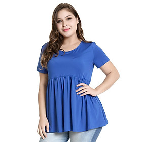 Womens Plus Size Swing Tunic Top Short Sleeve Round Neck Solid Flare T-Shirt