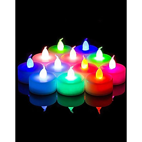 10 Viên Nến Tealight Điện Tử Màu Vàng & Nhiều Màu