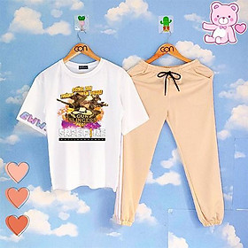 COMBO TIẾT KIỆM Set Đồ Bộ Áo Thun Tay Lửng Quần Kẻ 3Sọc, Quần Ulzzang 2 Sọc