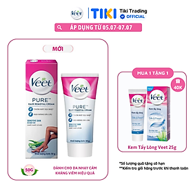 [MỚI] Kem tẩy lông Veet cho da nhạy cảm 50g, công thức Pure cải tiến