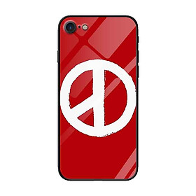 Ốp lưng kính cường lực cho iPhone 7 /8 Nền Peace Y Nền Đỏ - Hàng Chính Hãng
