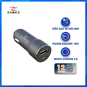 Mua Củ sạc xe hơi nhanh 2 cổng USB QC 3.0 và Type C PD Zadez 36W ZCA-4831 - Hàng Chính Hãng