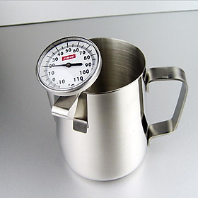 900ml Stainless Steel Coffee Frothing Milk Latte Jug w/ Scale + Thermometer