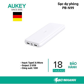 Mua Sạc dự phòng Aukey 10.000mAh PB-N99  2 cổng USB công suất 10W - hàng chính hãng
