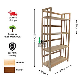 Mua Kệ sách gỗ 4 tầng Phạm Khang - Gỗ cao su màu Tự Nhiên/ Vàng Cherry - Nhiều kích thước 38 cm/ 50 cm/ 64 cm/ 80 cm/ 90 cm/ 100 cm