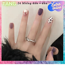 Bộ 24 móng tay giả nail thời trang (TẶNG PHỤ KIỆN 24 miếng keo dán giấy dán sillicon 2 mặt + dũa móng)- Được chọn mẫu