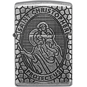 Bật Lửa Zippo 49160 – Zippo Armor St. Christopher Medal Design Antique Silver