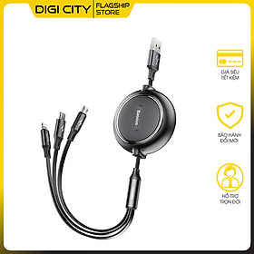 Cáp sạc dây rút Baseus Golden Loop 3 in 1 Elastic 3.5A - sạc nhanh 3 đầu kết nối Type C/ Lightning/ Micro USB - Hàng Chính Hãng