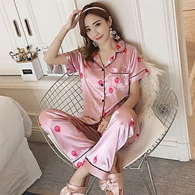 Pijama- Bộ Ngủ lụa áo cộc quần dài nhiều màu vải đẹp sang trọng CDLP01