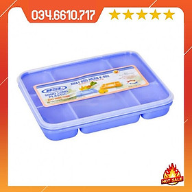 Mua  Siêu sale  Khay đựng cơm chia phần có nắp đậy 5 ngăn bằng nhựa