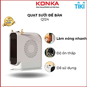 Hình ảnh Quạt sưởi ấm mini để bàn Q124 công suất 500-1000W, máy sưởi chạy êm, 1 đổi 1 trong 7 ngày