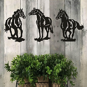 3x Nordic Style Horse Metal Wall Art Hanging Artwork Sculpture 3D Silhouette Art Pendants for Entryway Bedroom office and home Decoration