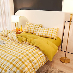 Bộ Chăn Ga Gối Cotton TiCi m6/m8/2m-Tiệm Nhà MêuSet 4 Món Cotton Caro Kẻ GINGHAM Hàn Quốc