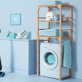 Kệ Gỗ 3 Tầng Đặt Trên Máy Giặt Cửa Trước, Kệ Đa Năng Chân Cao Bằng Gỗ Không Sơn, An Toàn. Thiết Kế Thông Minh, Khả Năng Chịu Lực Tốt Cùng Độ Bền Đẹp Chắn Chắn