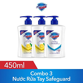 Combo 3 Nước Rửa Tay Safeguard 450ml (2 Nước Rửa Tay Safeguard Hương Chanh Thơm Mát 450ml + 1 Nước Rửa Tay Safeguard Trắng Tinh Khiết 450ml)