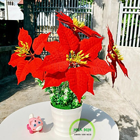 Mua Cây Hoa Trạng Nguyên 5 bông hoa size lớn cao 50cm chất liệu hoa lụa cao cấp - Hoa giả trang trí
