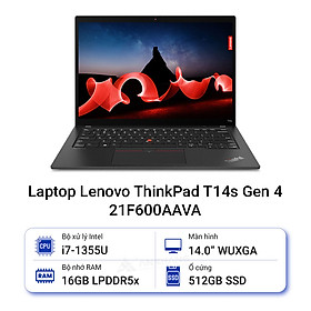 Mua Lenovo ThinkPad T14s Gen 4 21F600AAVA (Intel Core i7-1355U | 16GB | 512GB | Intel Iris Xe | 14 inch WUXGA | NoOS | Đen) - HÀNG CHÍNH HÃNG