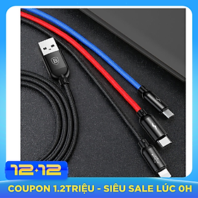 Cáp sạc 3 đầu đa năng chính hãng baseus