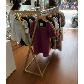 Mua Khung treo quần áo - giá kệ đôk treo quần áo hình chữ X 2 màu vàng - đen kích thước 1.4m*1.5m*40cm