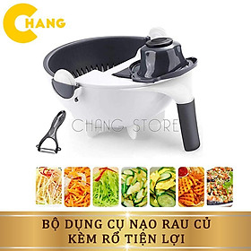 Bộ Dụng Cụ Nạo, Cắt , Rửa Rau Củ Nhiều Lưỡi  Thay Thế Thông Minh  Kèm Rổ 9IN1