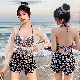 Bộ đồ bơi bikini nữ giấu bụng che nắng 1 mảnh đi tắm biển tôn dáng sang chảnh - B.02