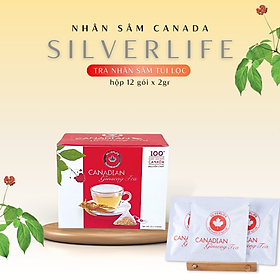 Trà nhân sâm Canada SilverLife hộp 12 gói  24g - 100% nhân sâm Canada tự nhiên nguyên chất - Giúp giải nhiệt, tăng cường sức khoẻ