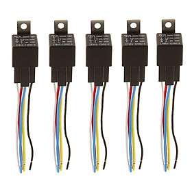 5pcs 12V 40A 5-Pin Relay Wiring Harness  With Bracket for Car Vehicle