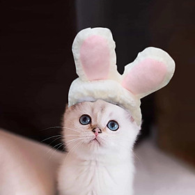 Pet Cat Hat with Rabbit Ears Outfit Soft Cosplay Headwear Cat Headgear