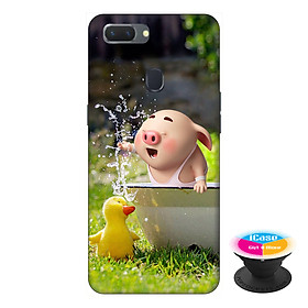 Ốp lưng điện thoại Oppo A5S hình Heo Con Tắm Hồ tặng kèm giá đỡ điện thoại iCase xinh xắn - Hàng chính hãng