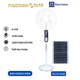 Quạt Năng Lượng Mặt Trời 20W Blue Fan, Quạt Có Điều Khiển Từ Xa, Đèn Thông Minh, Cổng Sạc USB | Phúc Thịnh Solar