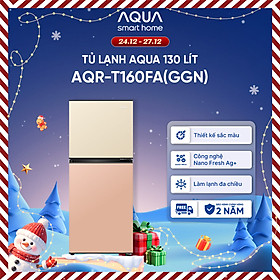 Tủ lạnh AQUA 130 lít ngăn đá trên AQR-T160FA(GGN) - Màu Be hồng - Freeship toàn quốc - Bảo hành 2 năm - Hàng chính hãng