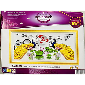 Mua Tranh thêu chữ thập Đôi công vàng như ý LV3385  kích thước 100 x 50 cm