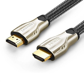 Hình ảnh Cáp tín hiệu HDMI tròn bọc lưới chống nhiễu hỗ trợ 3D 4K màu đen dài 1.5M UGREEN HD11190Hd102 Hàng chính hãng