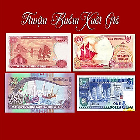 Mua Combo 4 tờ tiền thuận buồm xuôi gió phong thủy của Singapore   Việt Nam   Indonesia   Maldives - Bộ quà tặng sưu tầm ý nghĩa   sưu tầm