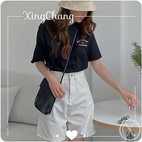 Áo thun nữ hè dáng basic, áo thun phong cách công sở XingChang nữ tính in PERFECTING mã NXC25