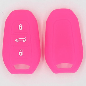 Silicone Car Key Case Cover Fit for AUDI Smart 3 Buttons Remote Key Fob Protective Case Shell Rose Red
