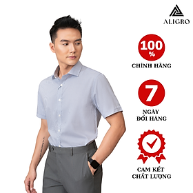 Áo sơ mi nam ngắn tay ALIGRO kẻ caro nhỏ màu ghi form slim vừa công sở thời trang trẻ trung lịch lãm ALGS-C118
